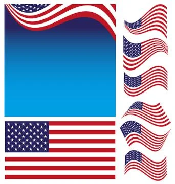 American flag set Stock Illustration