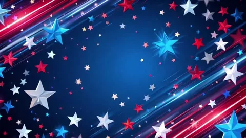 American flag is shown waving with digital effects including glowing particles Stock Footage 301502534