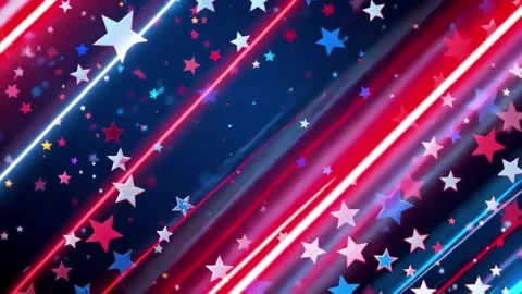 American flag is shown waving with digital effects including glowing particles Stock Footage 301580078