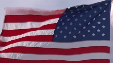 American Flag Side-Lit Closeup Stock Footage 200886427