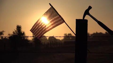 AMERICAN FLAG, silhouette Stock Footage 40710665