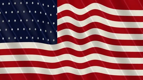 American flag silk wave background displays a flowing Stock Footage 342336976