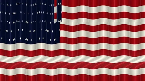 American flag silk wave background with smooth motion Stock Footage 342338422