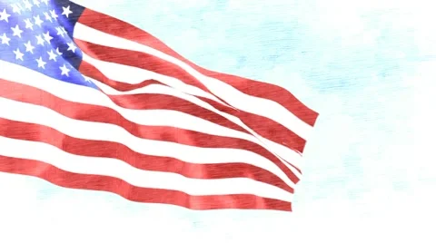 American flag sketch Stock Footage 48707053