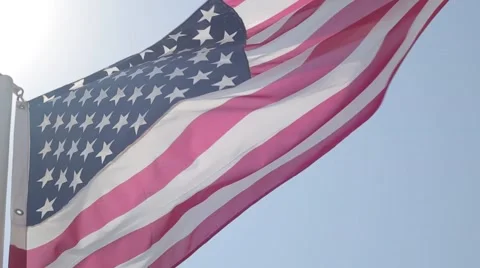 The American flag on sky background Stock Footage 52375995