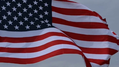 American flag on sky background Stock Footage 82530415