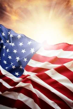 American flag in the sky Stock Photos