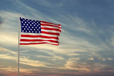 American flag in the sky,3d render Illustrazione stock