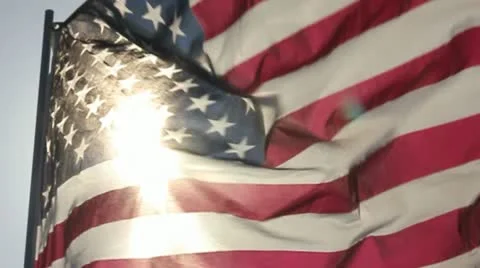AMERICAN FLAG SLO-MO CLOSE-UP Stock Footage
