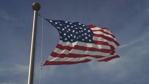 American Flag in Slow Motion Loop - USA Stock Footage 88862359