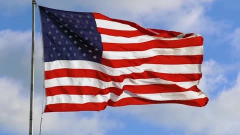 American Flag Slow motion Waving, Close Up Video Stock Footage