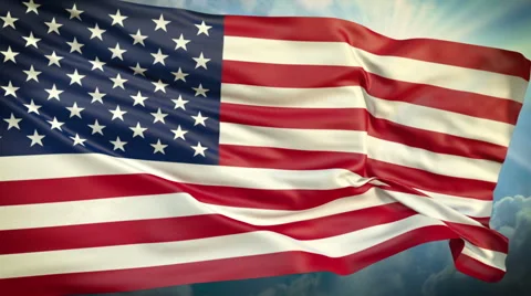 American Flag Slow Waving Stock Footage 43035975