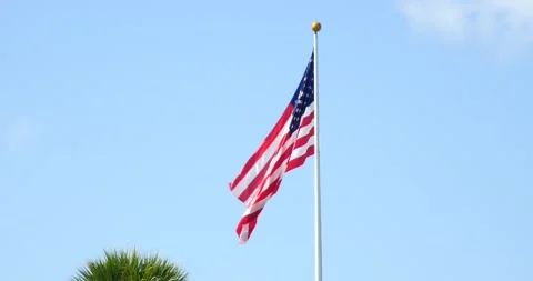 American Flag Soaring in the Sky Stock Footage 262394783