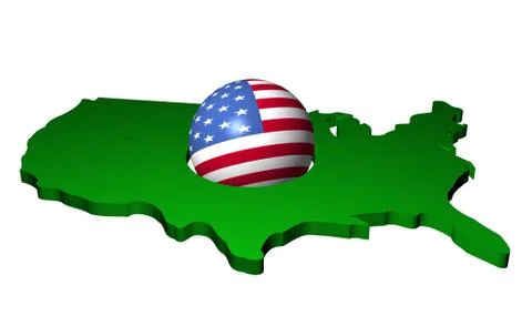 American flag sphere with map Stock Illustration