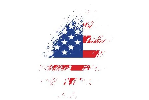 American flag with splashes brush stroke  textured isolated  on white backgro Stock Illustration
