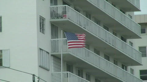 American Flag in Storm Winds Stock Footage 828462