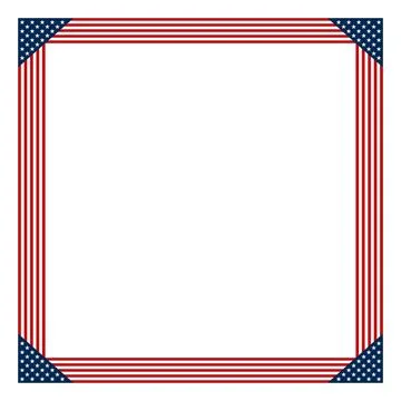 American flag style square shaped border Stock Illustration