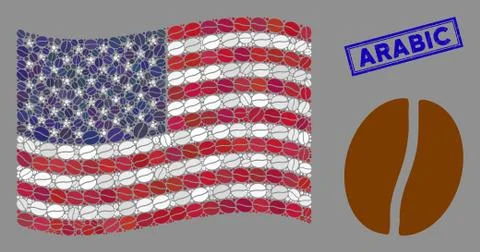 American Flag Stylization of Coffee Bean and Distress Arabic Seal Stock Illustration