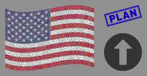 American Flag Stylization of Rounded Arrow and Textured Plan Seal イラスト素材