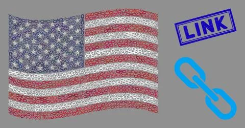 American Flag Stylized Composition of Chain and Scratched Link Seal Stock Illustration