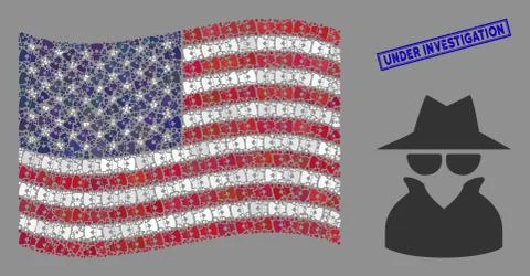 American Flag Stylized Composition of Spy and Grunge Under Investigation Seal Stock Illustration
