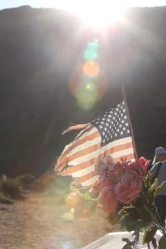 American flag on sun background Stock Photos