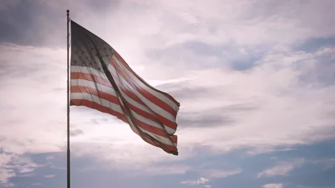 American flag with sun shining through Stock Footage 199706867