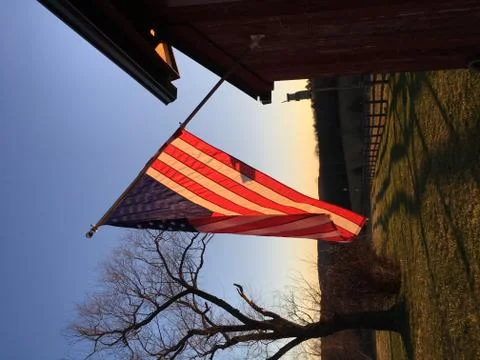 American flag at sunrise Stock Photos