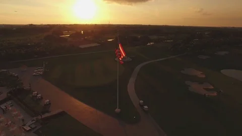 American flag at the sunset 4k Video stock 78042836