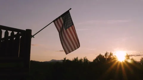 American Flag at Sunset Video stock 64576610