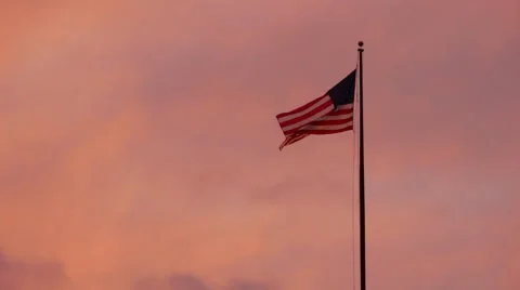 American flag sunset Stock Footage 67239334