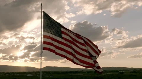 American Flag at sunset Stock Footage 246456552