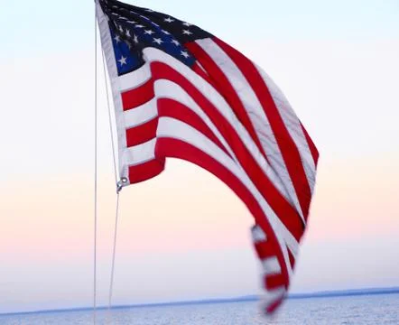 American Flag Sunset Stock Photos