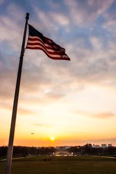 American flag at sunset Stock Photos