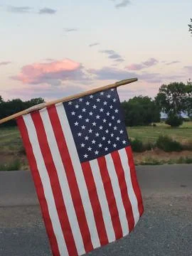 American Flag at sunset Stock Photos