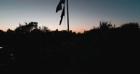 American Flag Sunset Slow Stock-Footage 96176399