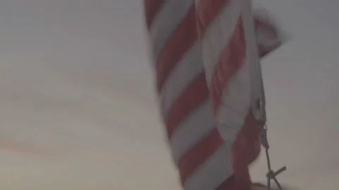 American flag in the sunset wind on a boat, Miami Stock Footage 236484407