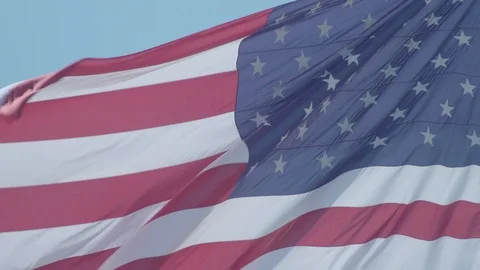 American Flag Super Close Up Blowing in Wind Video stock 122018712