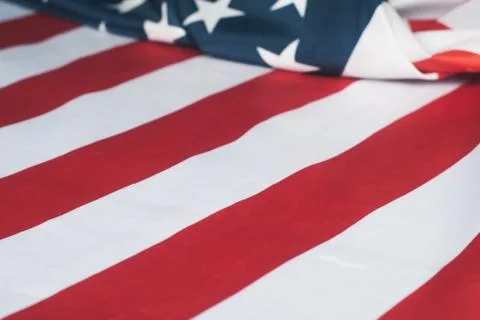 The American flag is on the table close up, Stock Photos