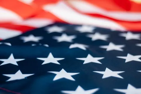 The American flag is on the table close up, Stock Photos