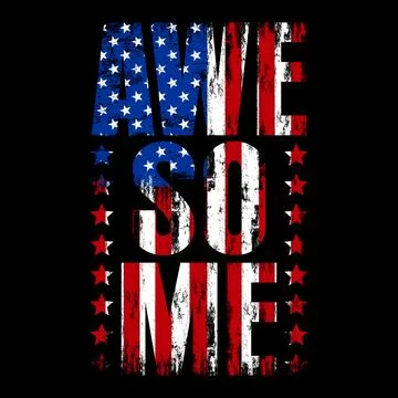 American Flag with Text AWESOME Stock Illustration