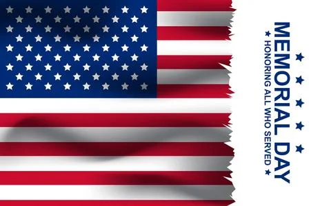American flag with the text Memorial day. Celebration of all who served. Stock Illustration