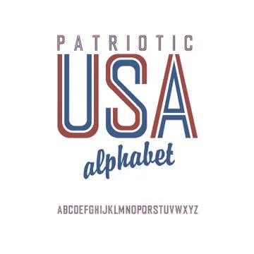 American flag themed alphabet. vector Stock Illustration