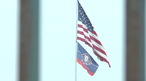 American Flag through bars Stock Footage 36108425