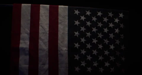 American Flag Tilt Down Red and Blue Accent Lights Stock Footage 134080730