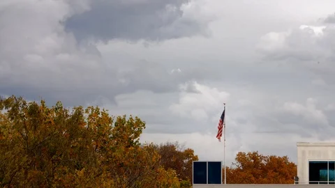 American Flag Time lapse On Windy Fall Day Video stock 120056047