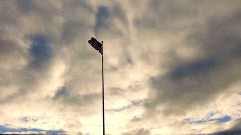 American Flag Timelapse on Flag Pole with Different Color Sky Grades Stock Footage 85135436