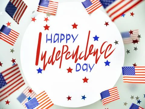 The American flag on a transparent multi-layer background. Happy Independence Foto stock