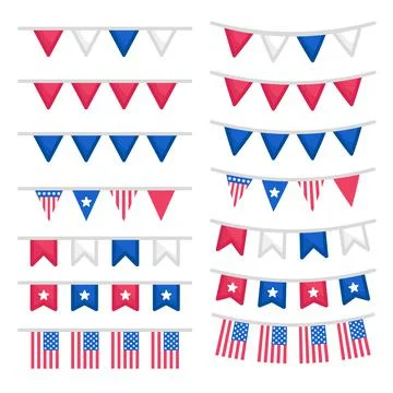 American flag in a triangle, square  and star in celebration of American Indepen Stock Illustration