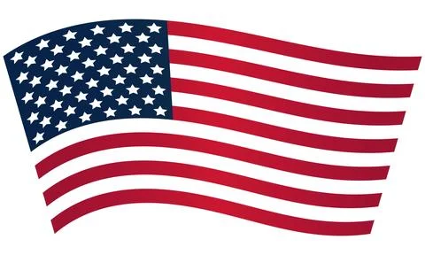 American flag. Vector flag of the United States unfolded in an arc. US flag Stock Illustration